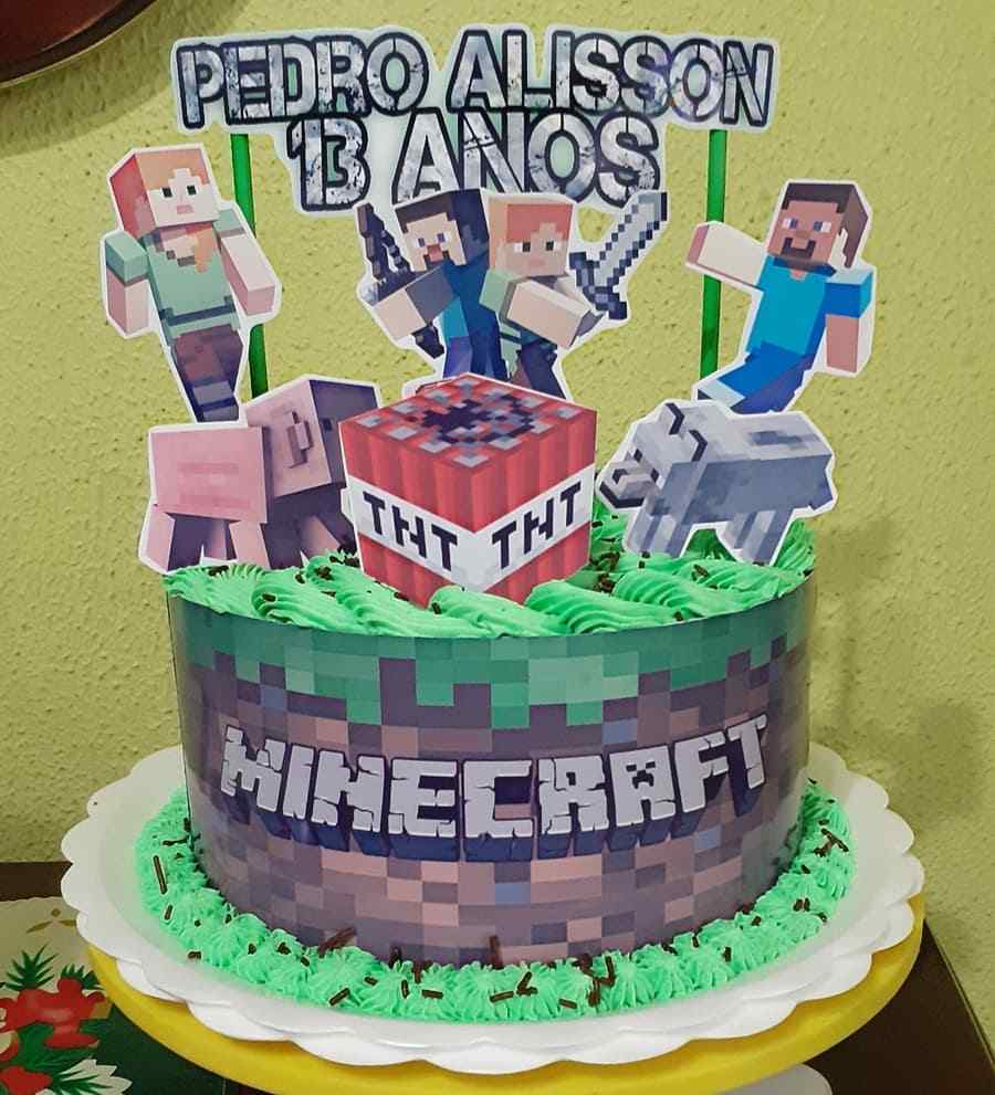 Bolo do Minecraft: + 40 fotos e dicas para festa infantil  Bolo temático  frozen, Bolo aniversario infantil, Bolo de festa