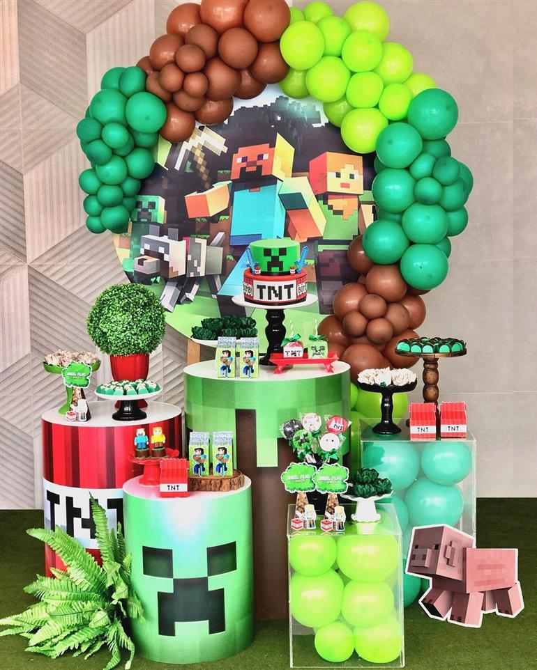 TATU-BOLINHA DECORAÇÃO: kits para imprimir Minecraft  Minecraft crafts,  Festa de aniversário minecraft, Festa minecraft simples