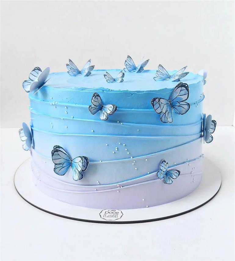 tema de bolo borboleta azul